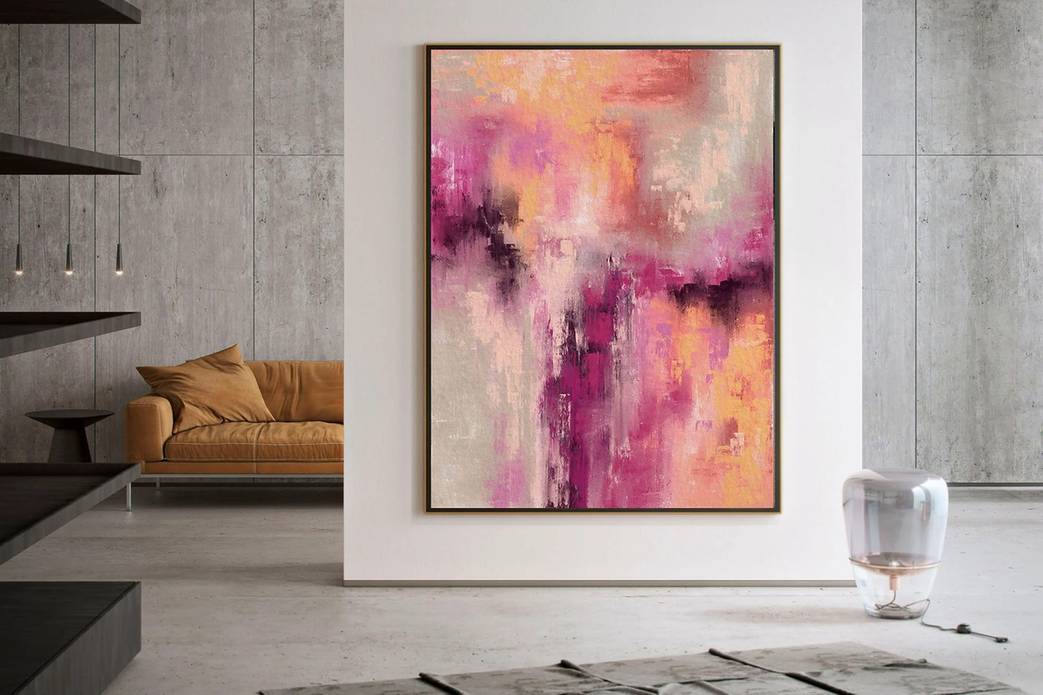 Dining Original Pink Not Abstract Canvas Wall Art 8R0JD