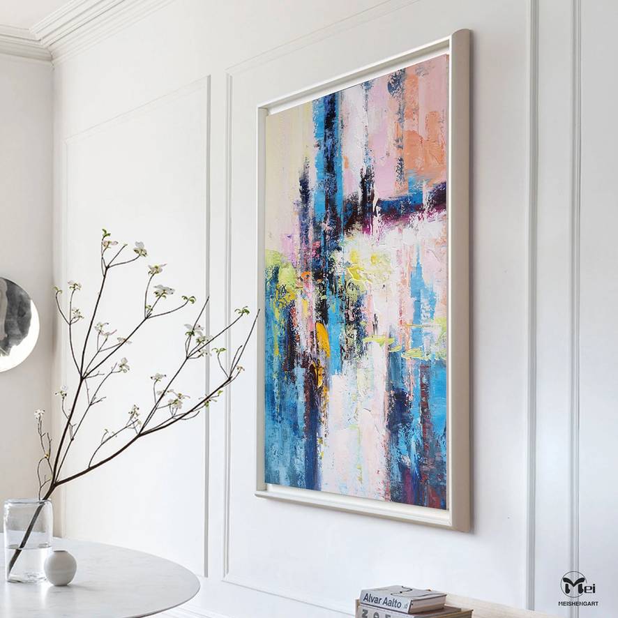 Office Dining Pink large art for open concept living