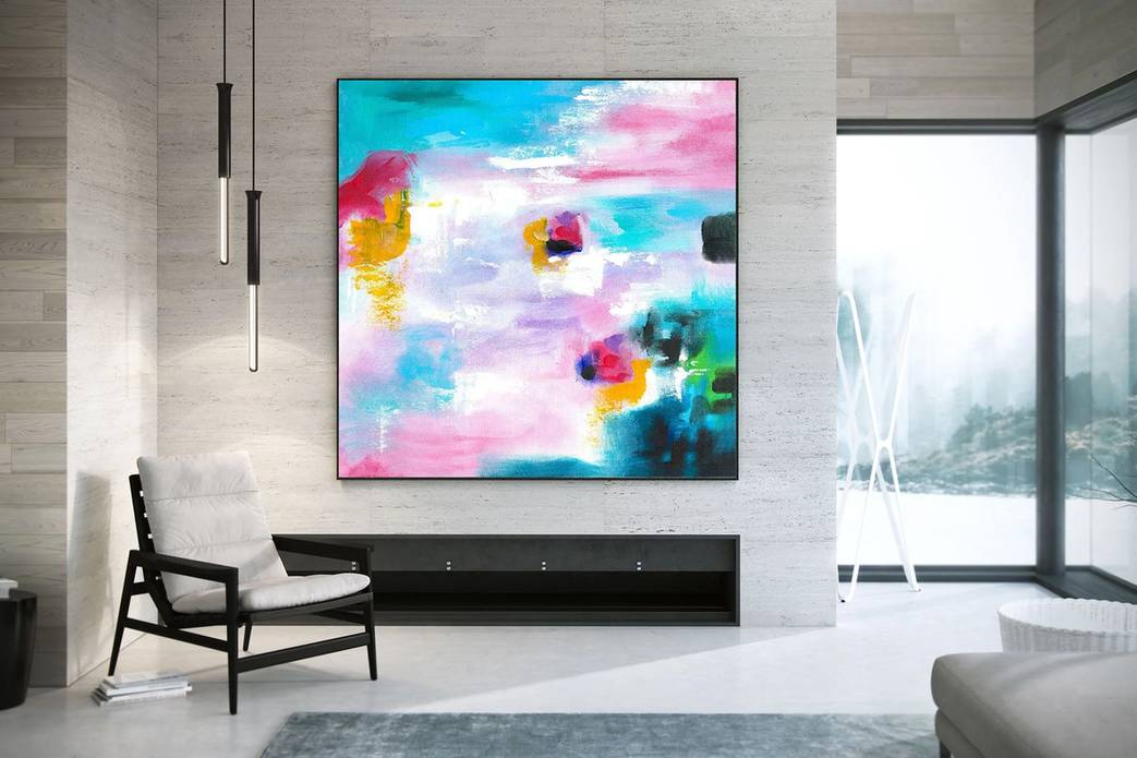 Contemporary Hand-Painted Office oversized wall art for boutique hotel