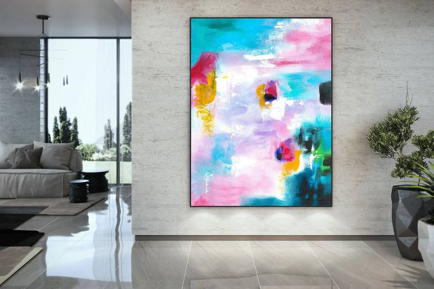 Contemporary Hand-Painted Office giant wall art for motel hallway