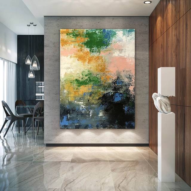 Office Hand-painted Contemporary Palette Colorful Abstract Canvas A2V4T