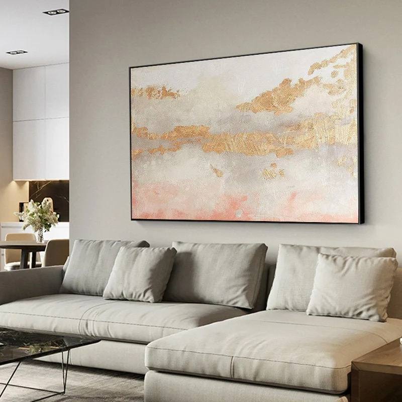 Gold Hand-Painted Leaf giant wall decor for restaurant