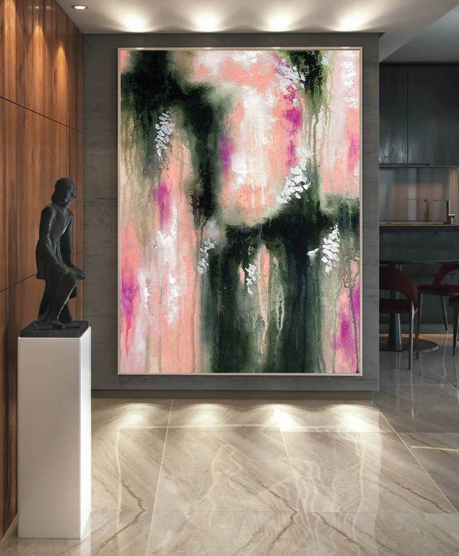 Hallway Original Handmade Textured White Office Abstract Canvas Wall Art IJRN7