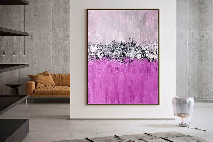 Pink Handmade Room Office Abstract Canvas Artwork 7KZ1X