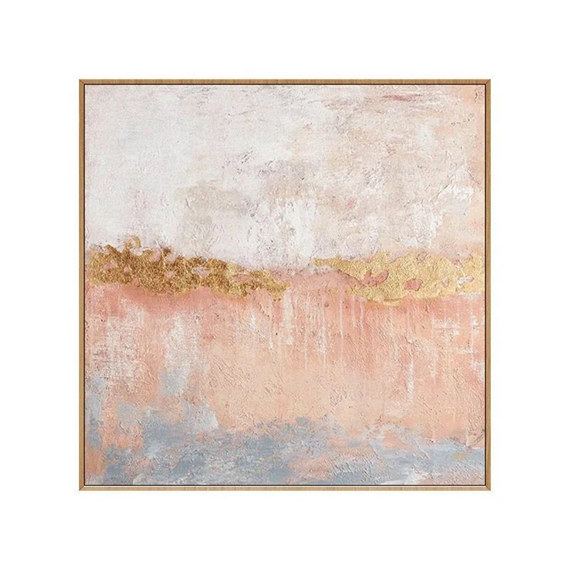 Minimalist Hand-painted Gold Leaf Hallway Your Abstract Canvas Wall Art 94U3V